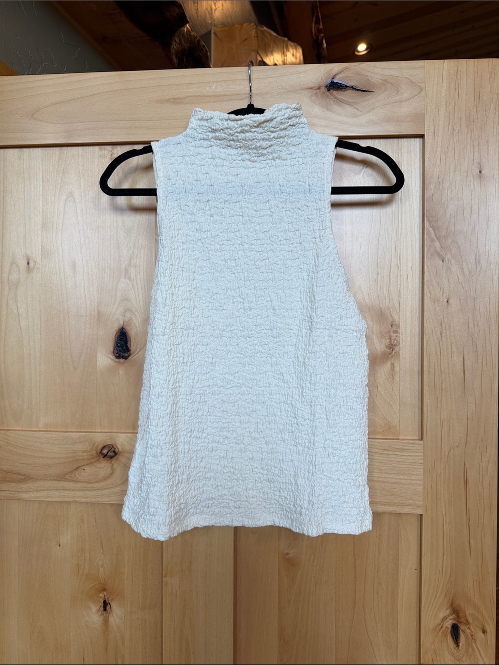 LOFT Puckered Mock Neck Top, Size M, Whisper White
